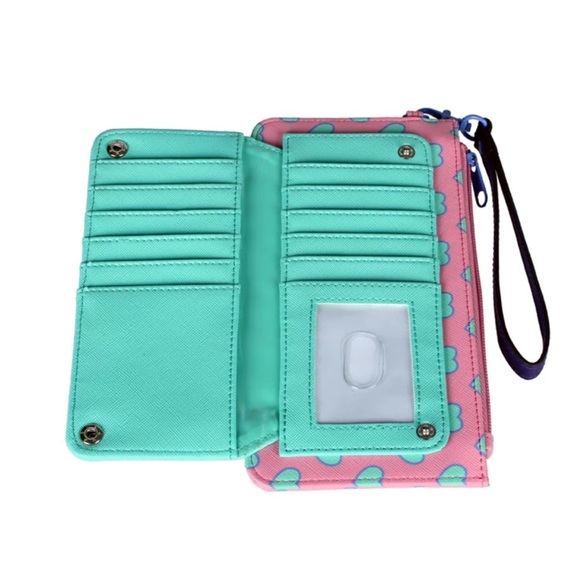 NEW✨ Polly Pocket Hot Topic Original Logo Vintage Pink Hearts Mint Wallet Clutch - Picture 4 of 4